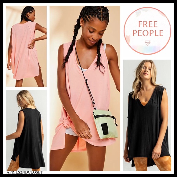 FREE PEOPLE BOHO MNI SUN DRESS SLEEVELESS SUMMER KNIT TUNIC A2C - Picture 4 of 16